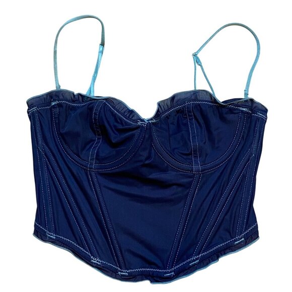 Out From Under Blue Corset Style‎ Top With Adjustable Straps & Hook Clasp Back S - Picture 2 of 7